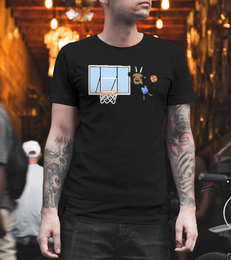 Goat Biles Basketball Dunking Goat With Jersey And Hoop T-Shirt