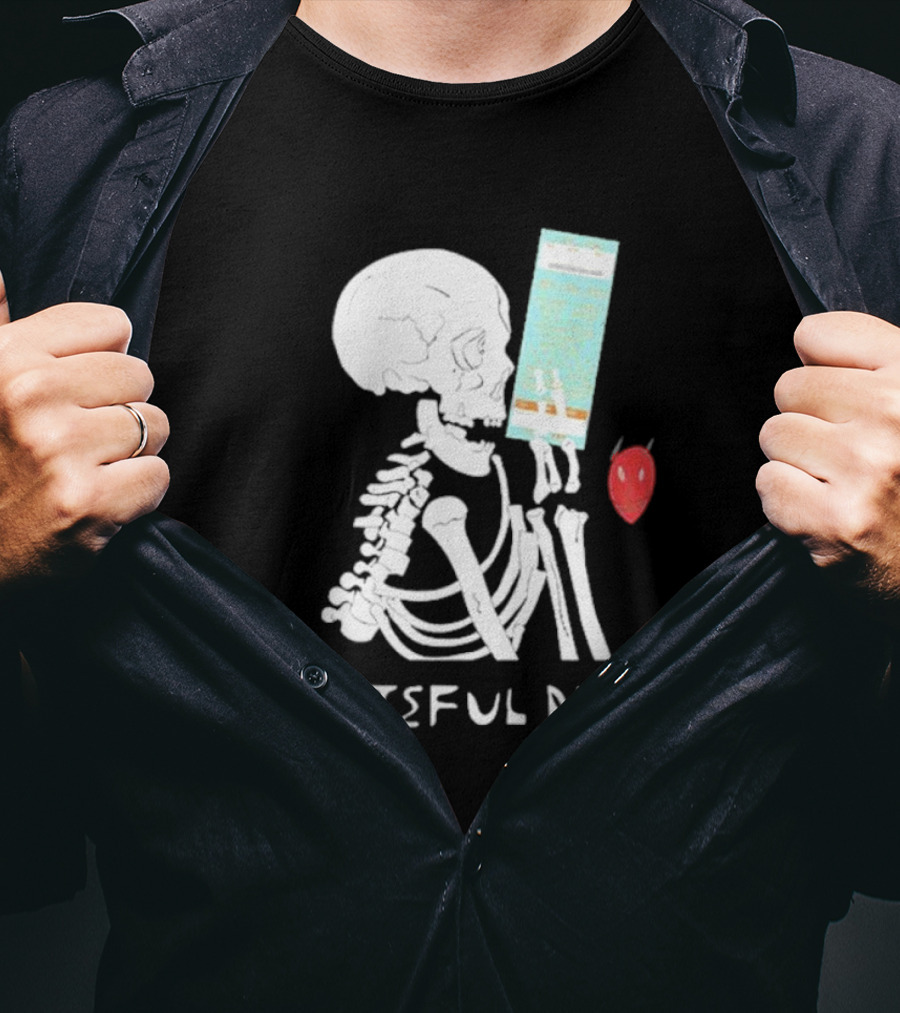 Grateful Dead Friends Of The Devils Skeleton With Ticket And Red Devil Head T-Shirt