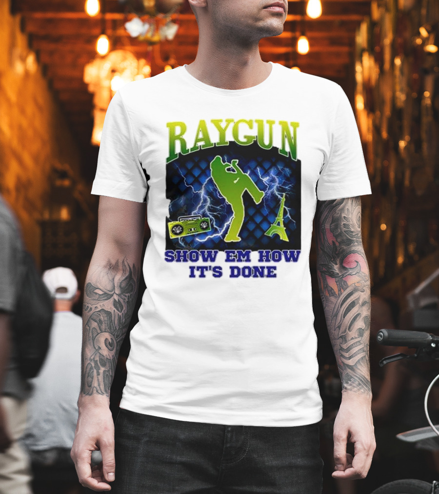 Raygun Show Em How It’s Done Electric Dance Eiffel Tower Boombox T-Shirt