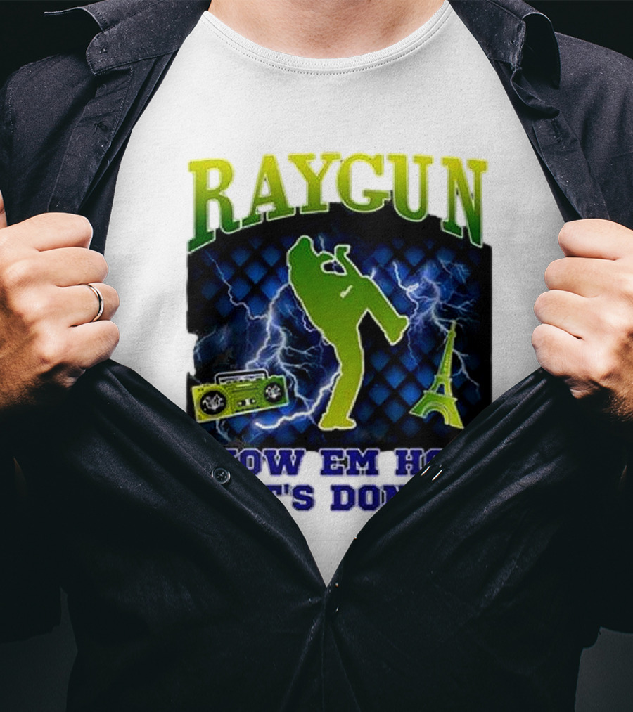 Raygun Show Em How It’s Done Electric Dance Eiffel Tower Boombox T-Shirt