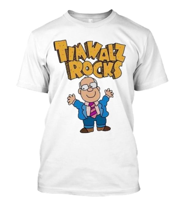 Tim Walz Rocks Cartoon Character In Tie And Suit T-Shirt