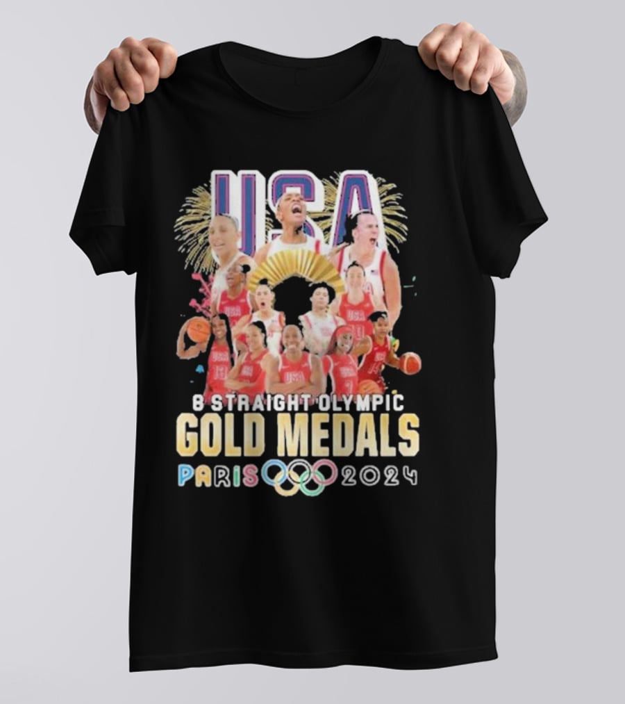 USA Basketball Women Team 8 Straight Olympic Gold Medals Paris T-Shirt