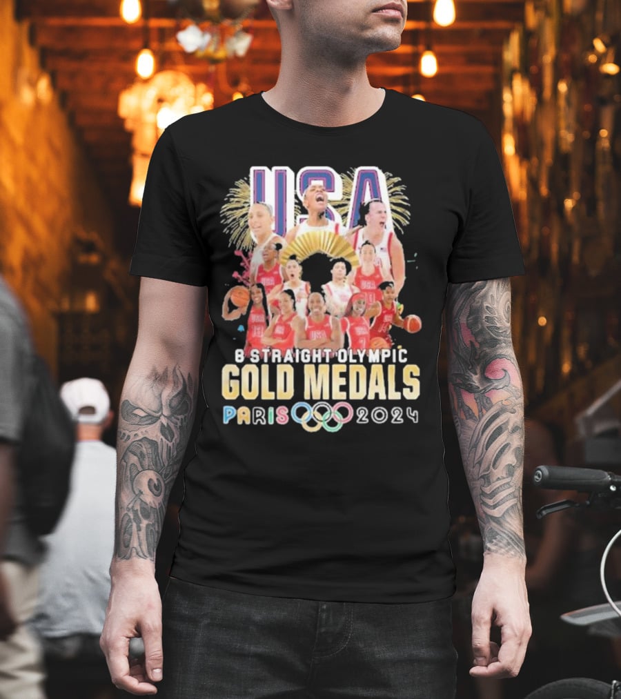 USA Basketball Women Team 8 Straight Olympic Gold Medals Paris T-Shirt