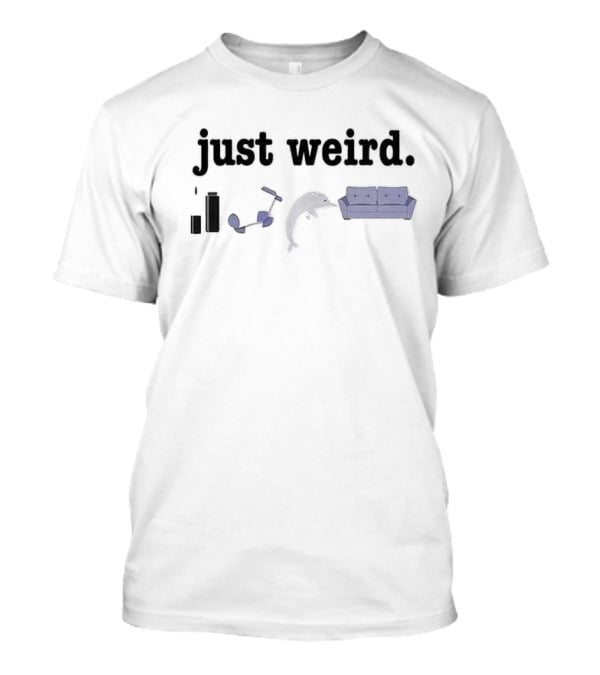 Just Weird Mascara Socks Dolphin Couch Print T-Shirt