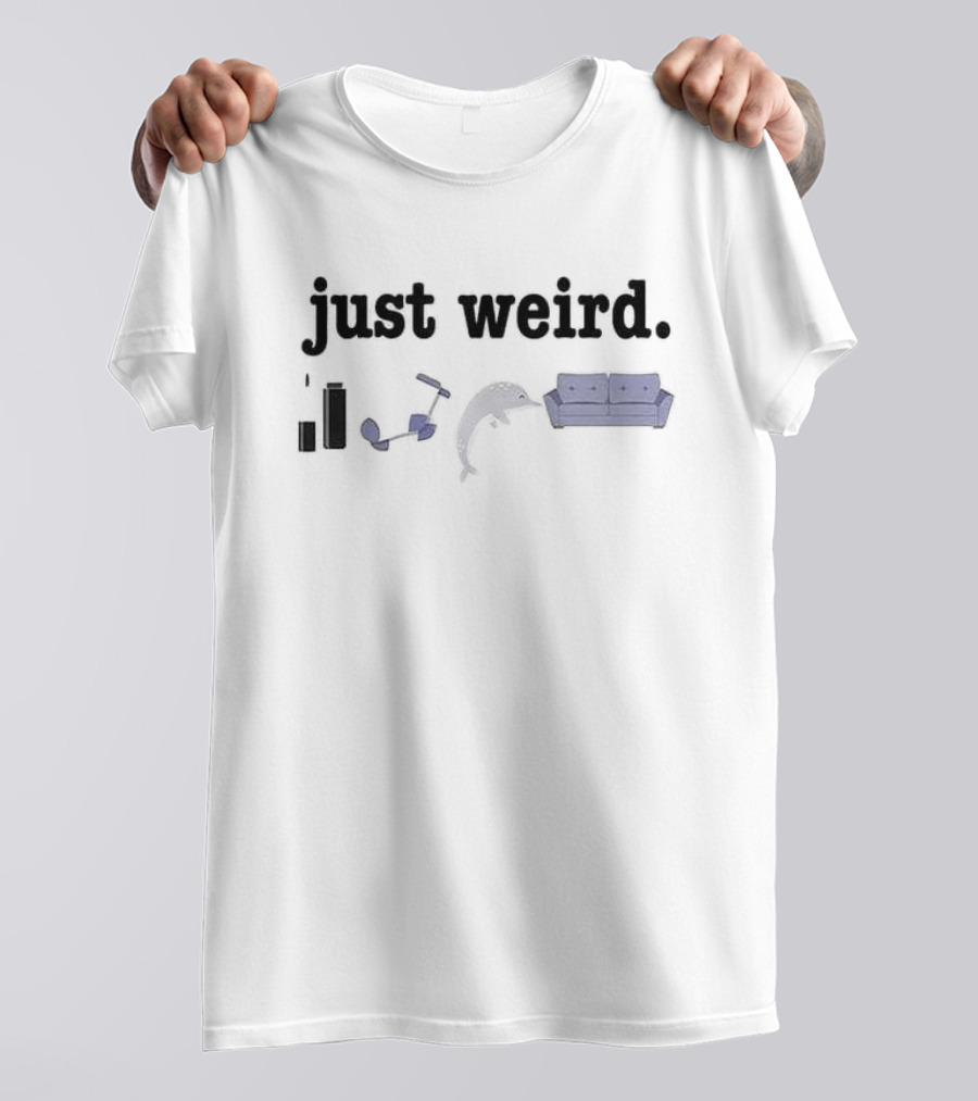 Just Weird Mascara Socks Dolphin Couch Print T-Shirt