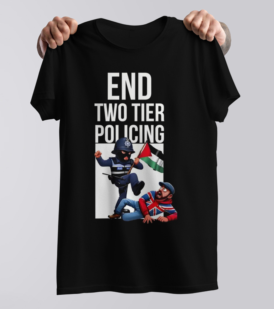 END TWO TIER POLICING British Officer And Palestinian Flag T-Shirt