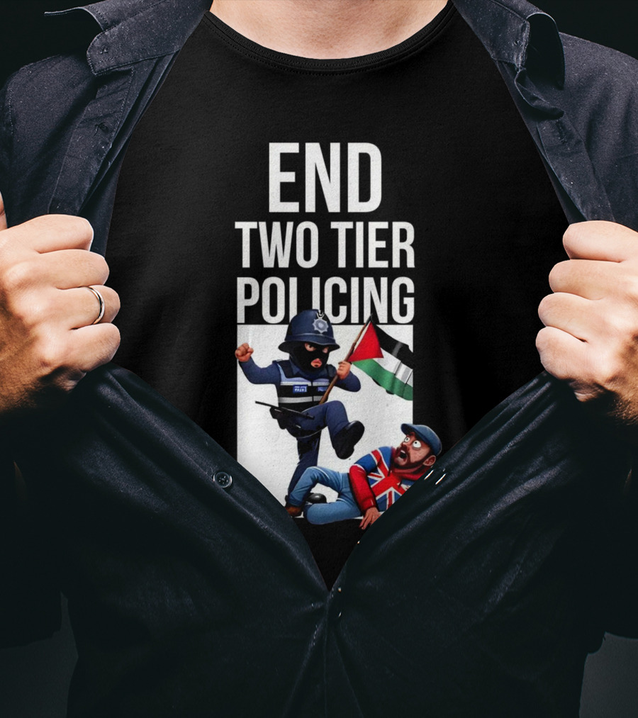 END TWO TIER POLICING British Officer And Palestinian Flag T-Shirt
