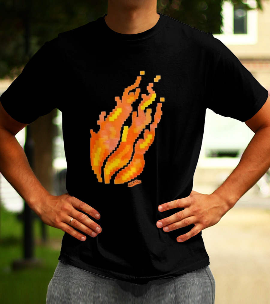 Fire Pixel Flame McLovin Burn Sunset Pixels T-Shirt