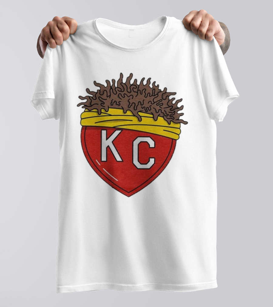KC Franchise Heart Emblem With Brown Hair And Yellow Band T-Shirt
