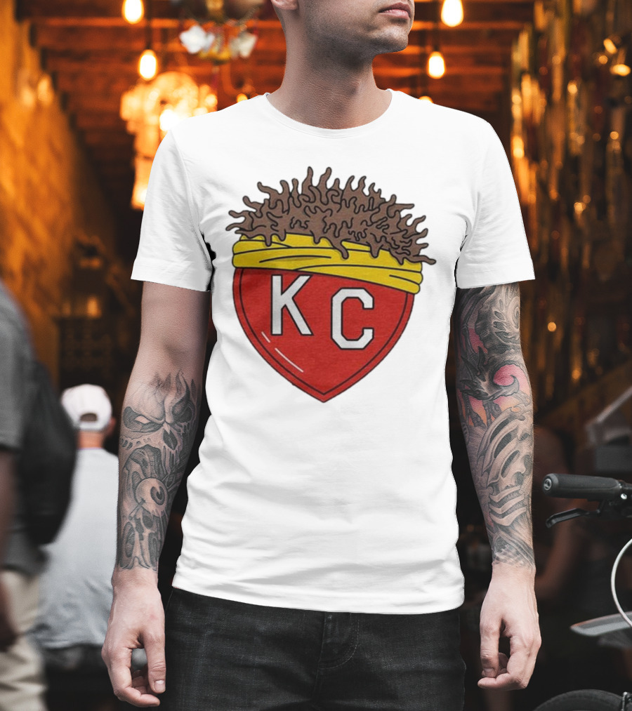KC Franchise Heart Emblem With Brown Hair And Yellow Band T-Shirt