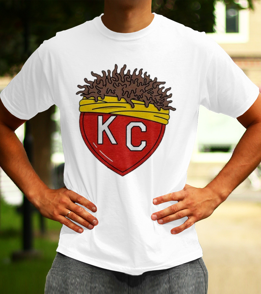 KC Franchise Heart Emblem With Brown Hair And Yellow Band T-Shirt