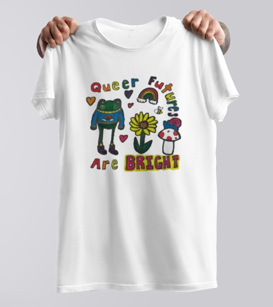Queer Futures Are Bright Frog Rainbow Sunflower Mood T-Shirt