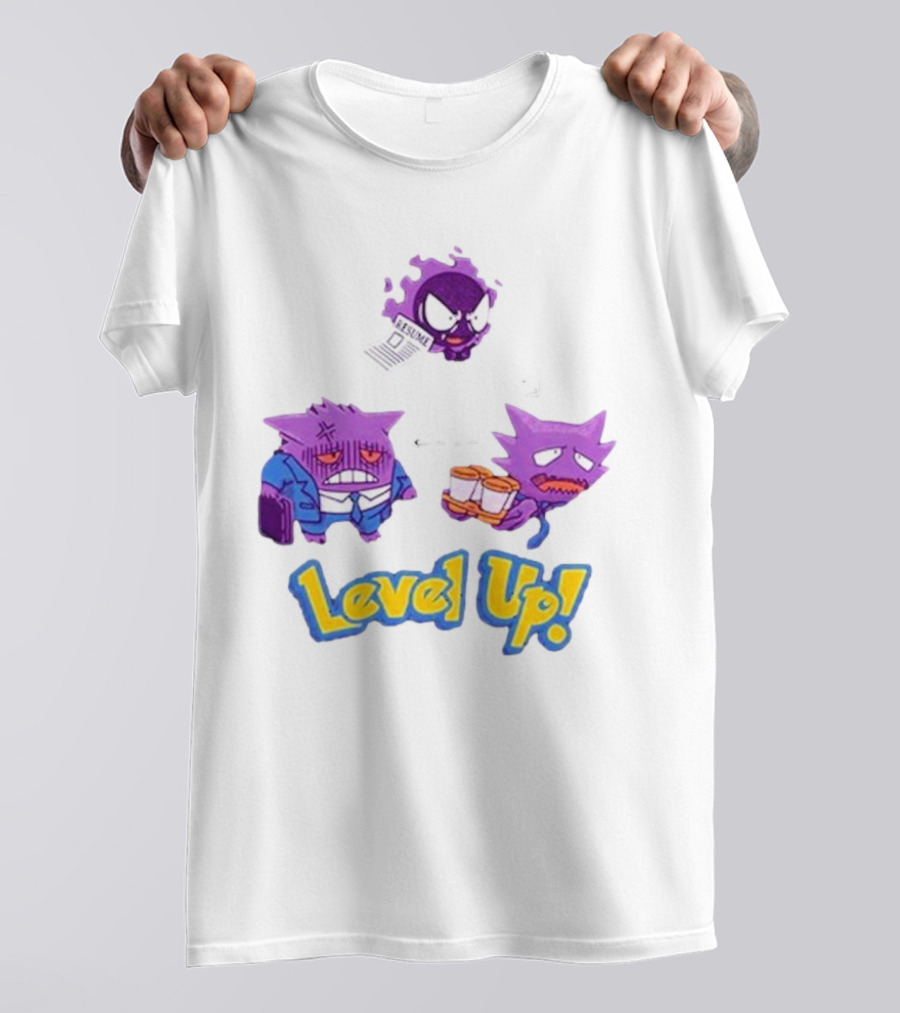 Gengar Evolution Level Up Journey With Resume And Briefcase T-Shirt