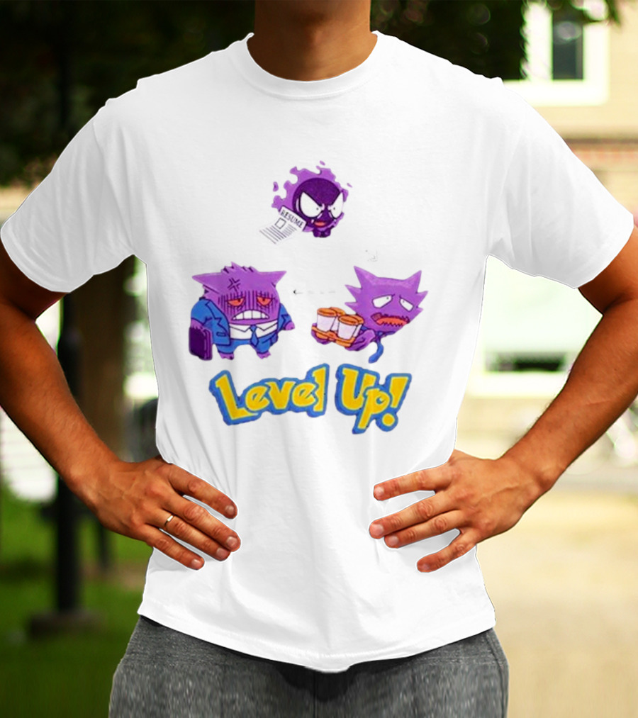 Gengar Evolution Level Up Journey With Resume And Briefcase T-Shirt