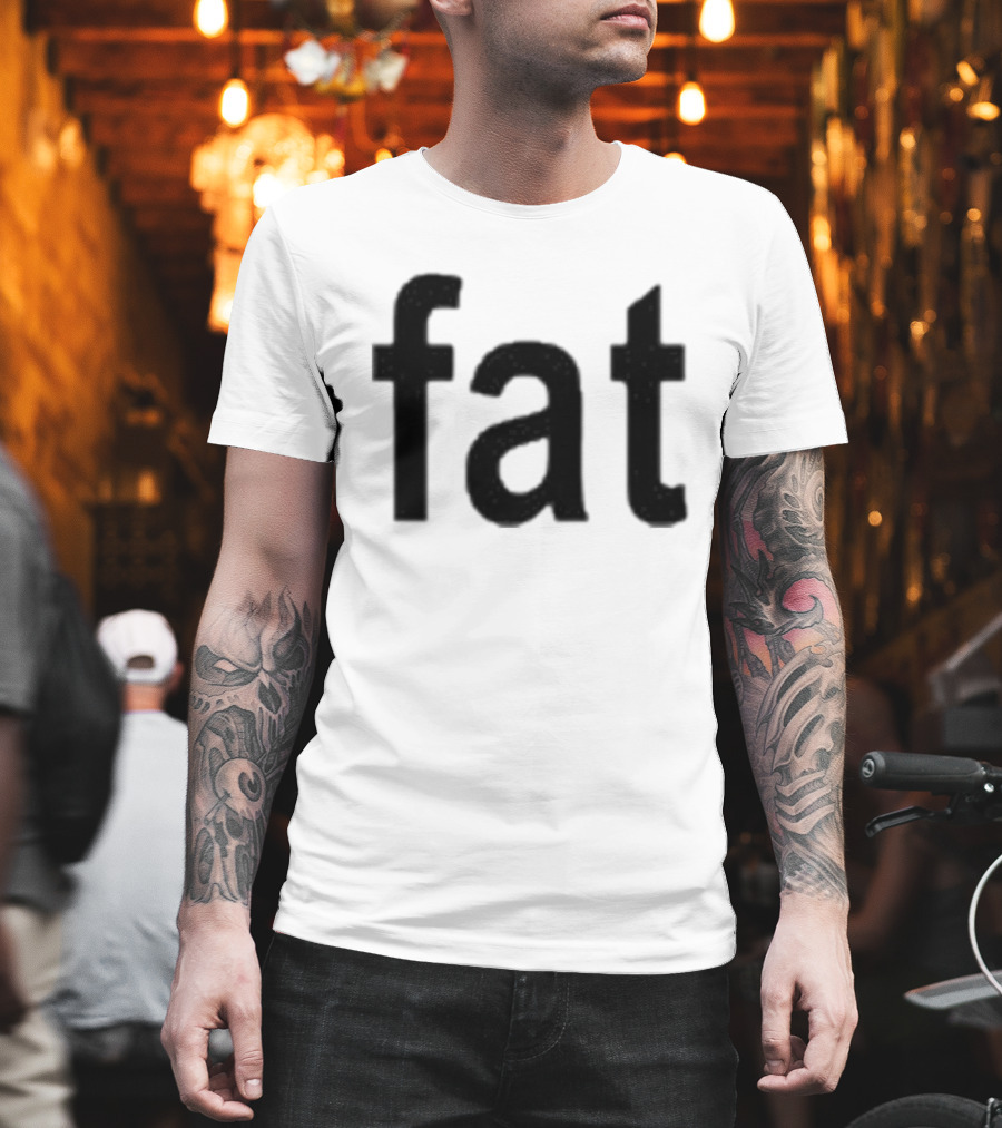 Dorkchop Fat Brat Minimalist Text Black T-Shirt