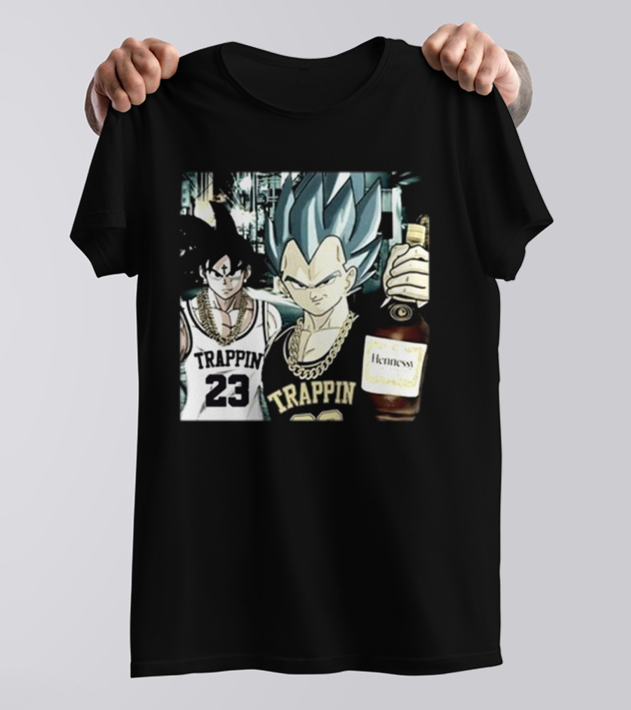Trappin 23 Goku And Vegeta With Hennessy Bottle T-Shirt