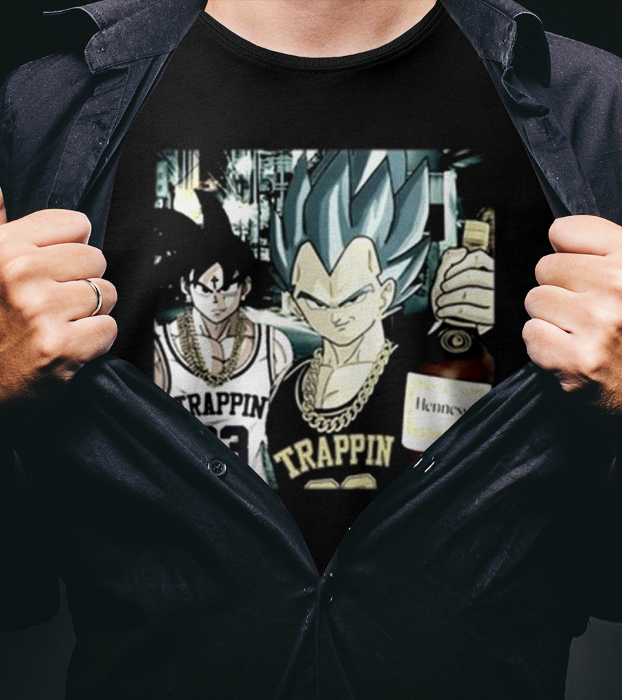Trappin 23 Goku And Vegeta With Hennessy Bottle T-Shirt