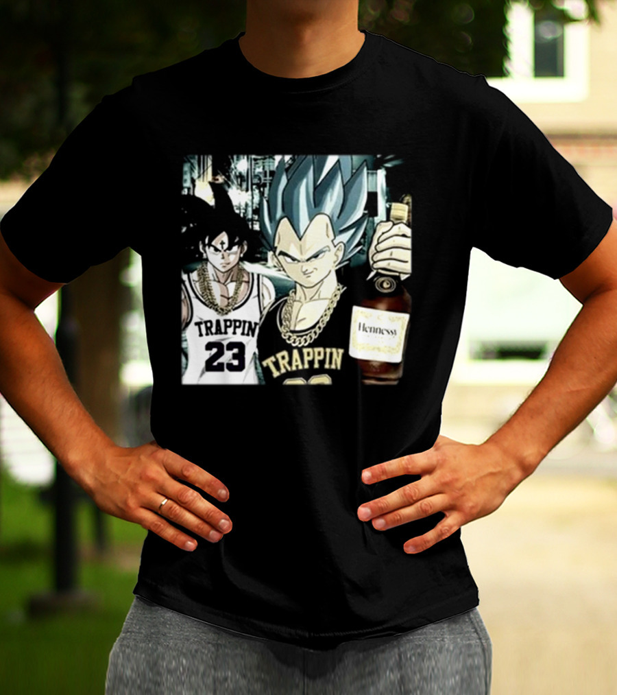 Trappin 23 Goku And Vegeta With Hennessy Bottle T-Shirt