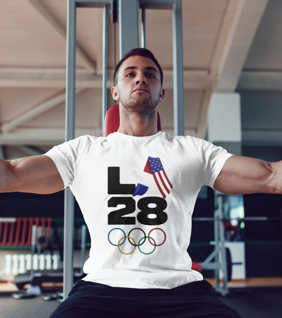 LA 28 Olympics American Flag Rings T-Shirt