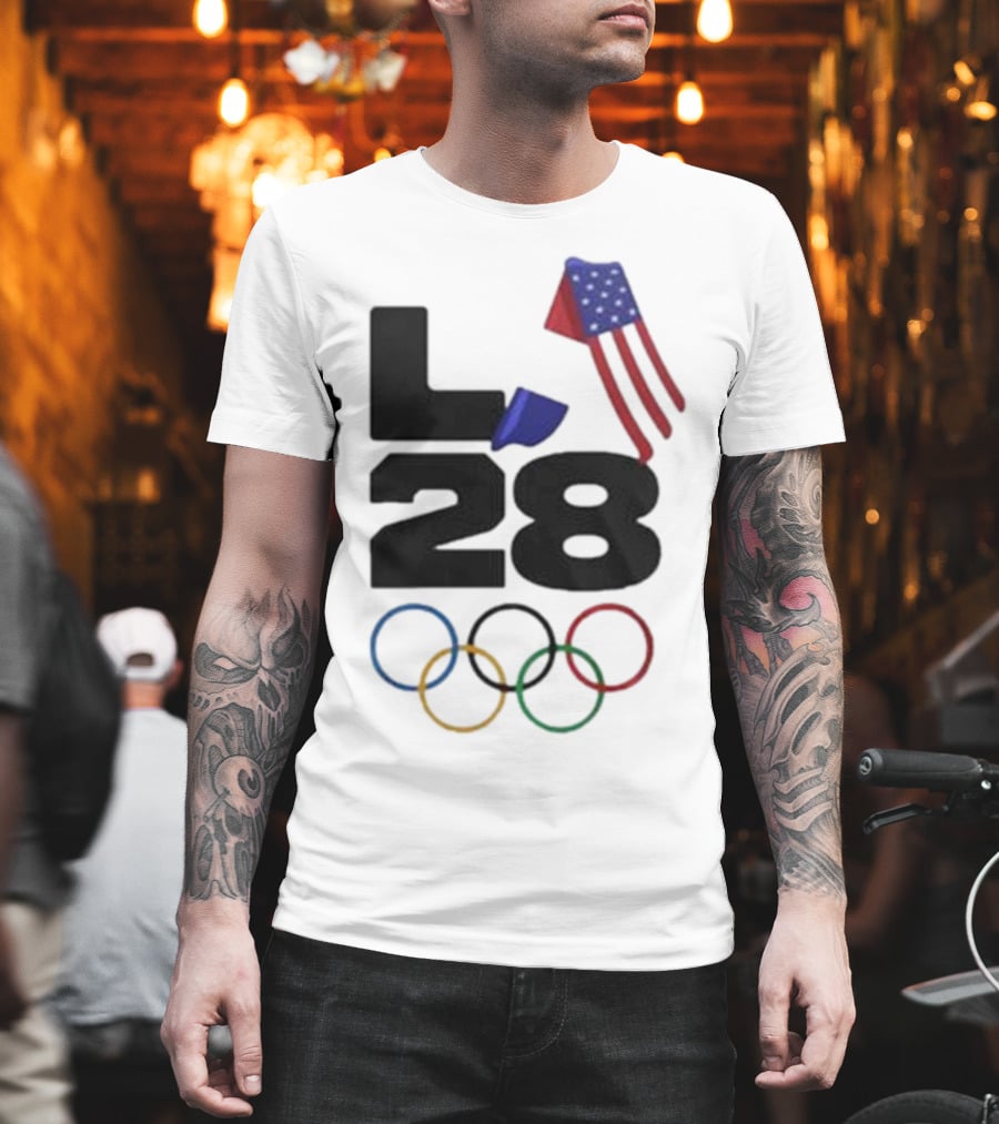 LA 28 Olympics American Flag Rings T-Shirt