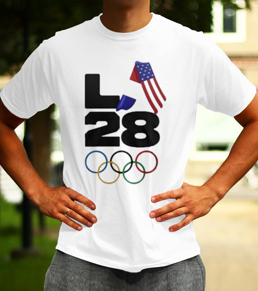 LA 28 Olympics American Flag Rings T-Shirt