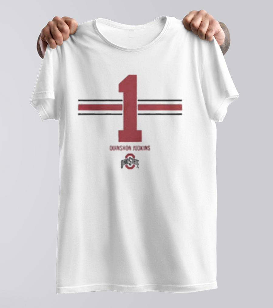 OSU Football Quinshon Judkins Number 1 Red Stripe T-Shirt