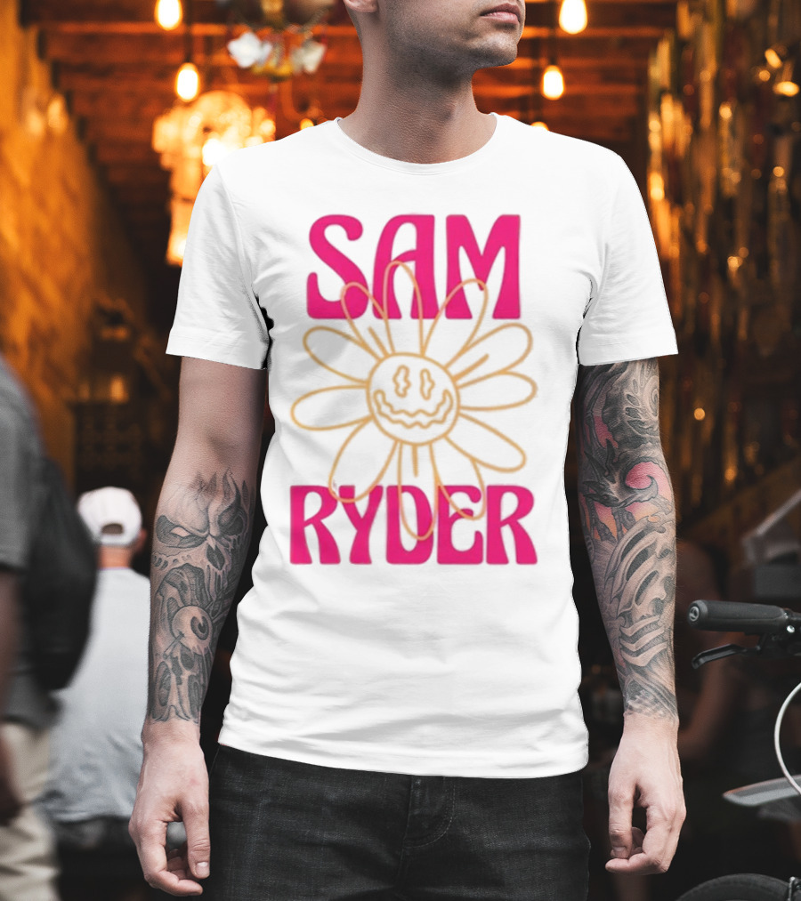 SAM RYDER Daisy Smiley Flower Pink Yellow T-Shirt