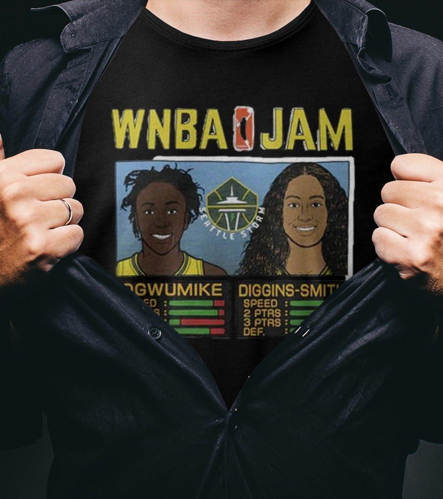 WNBA Jam Seattle Storm Ogwumike Diggins-Smith Basketball Stats T-Shirt