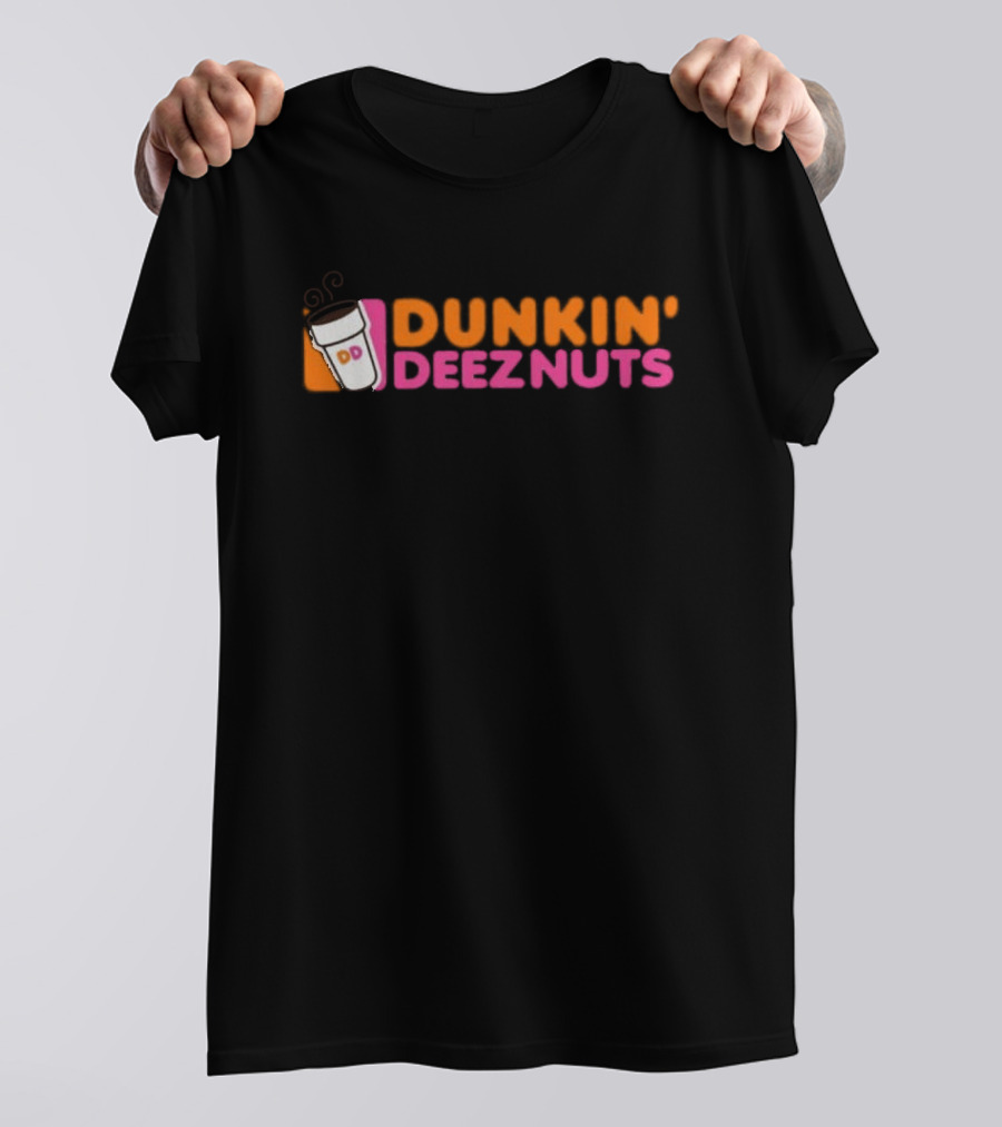 Dunkin Deeznuts Coffee Cup Logo Mockup T-Shirt