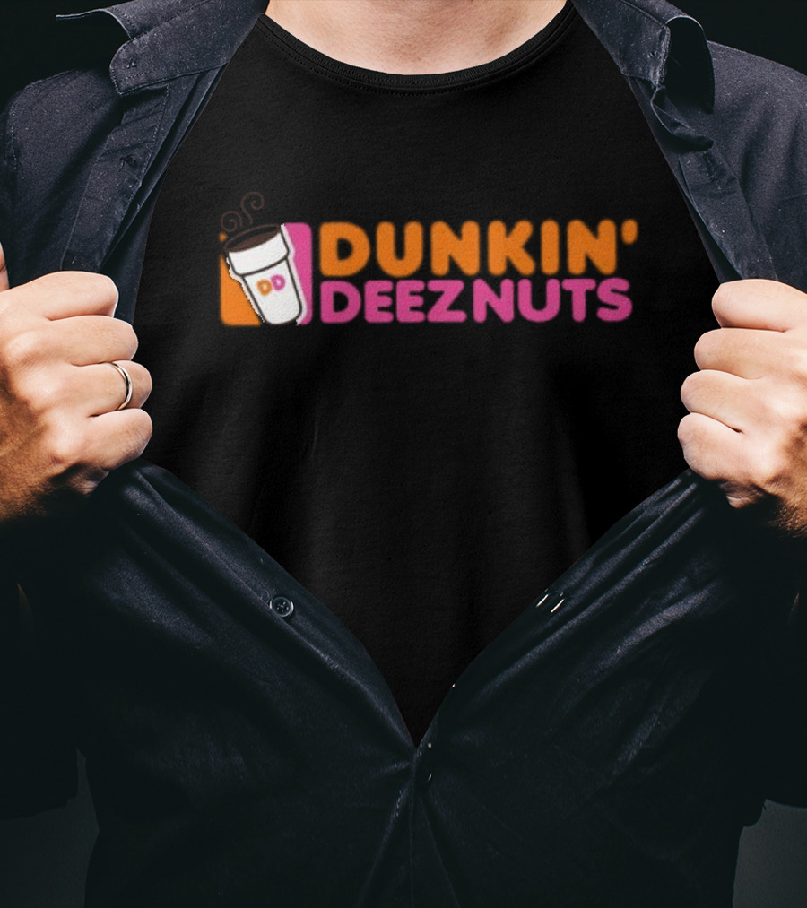 Dunkin Deeznuts Coffee Cup Logo Mockup T-Shirt