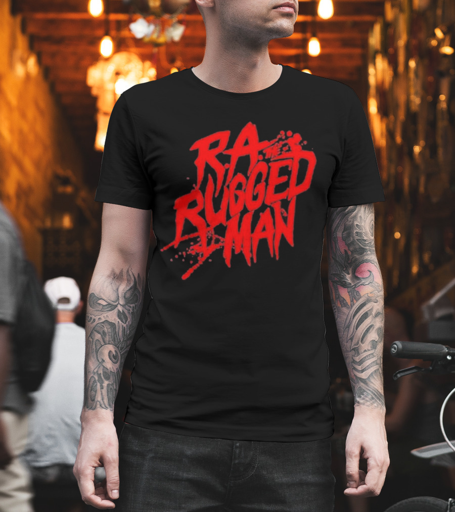 RA The Rugged Man Splattered Text T-Shirt