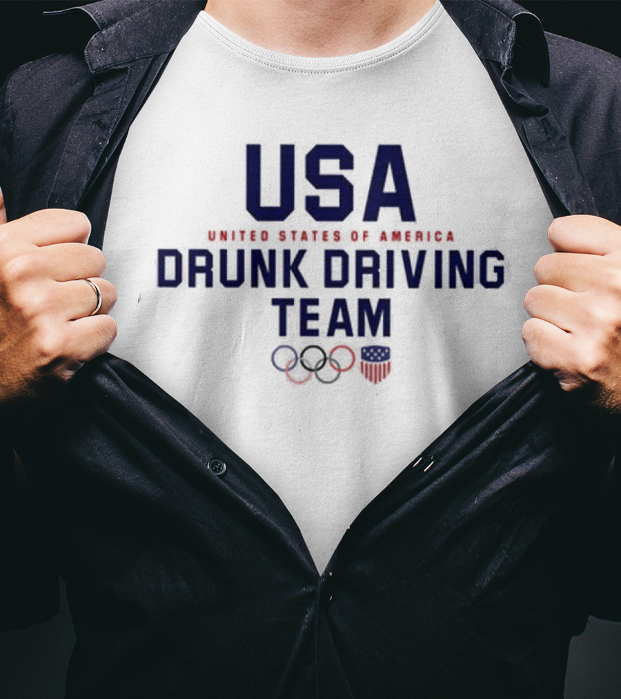 USA United States Of America Drunk Driving Team Olympic Rings Shield T-Shirt