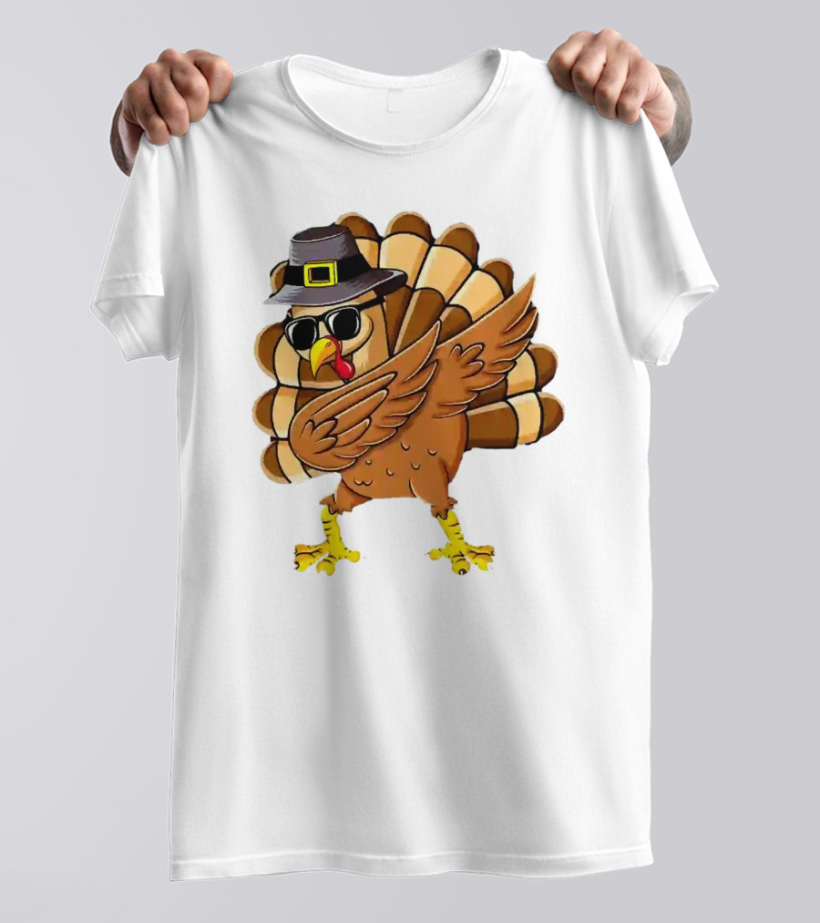 Dabbing Turkey Thanksgiving Day Pilgrim Hat Funny Dab T-Shirt
