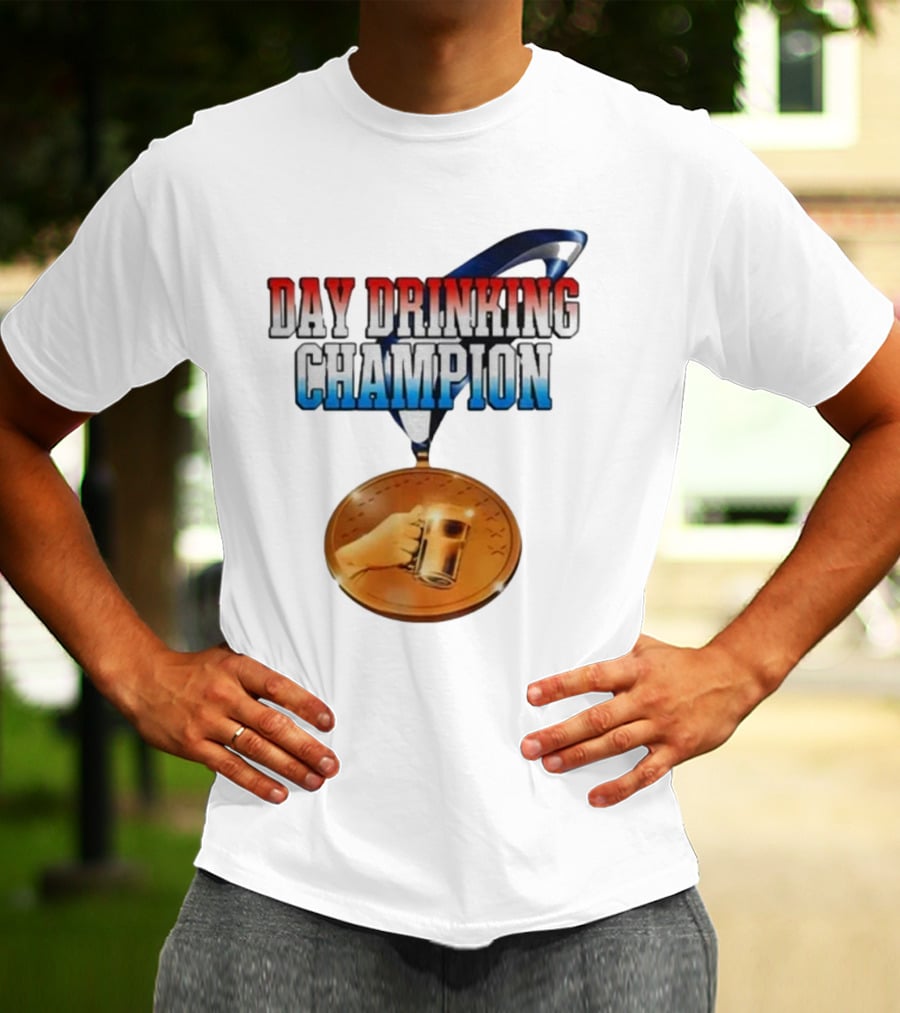 Day Drinking Champion Medal Beer Mug Fun T-Shirt