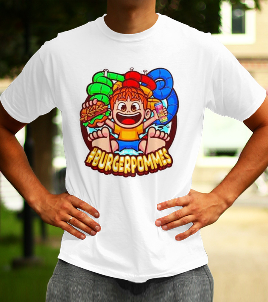 Lukasbs Burgerpommes Wasserpark Kids Fun Graphic With Slides And Snacks T-Shirt
