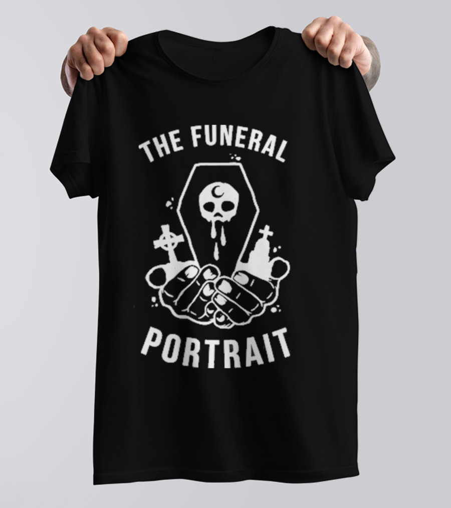 The Funeral Portrait Skull Coffin Hands Cross Black T-Shirt