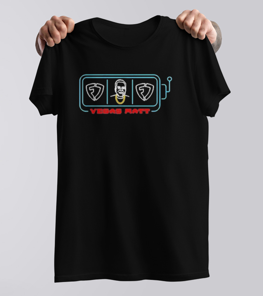Vegas Matt Fanduel Casino Slot Machine Face Neon T-Shirt
