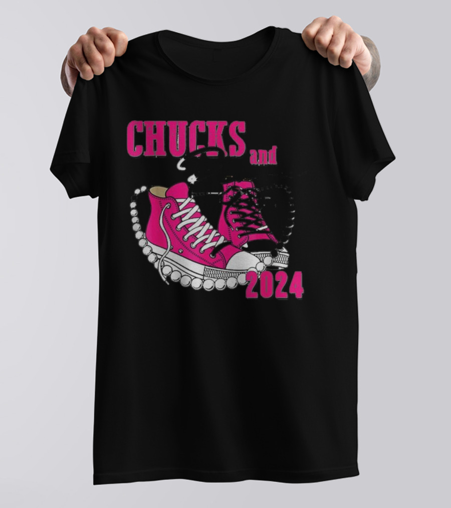 Chucks And Pearls Pink Sneakers T-Shirt