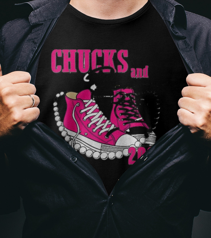 Chucks And Pearls Pink Sneakers T-Shirt