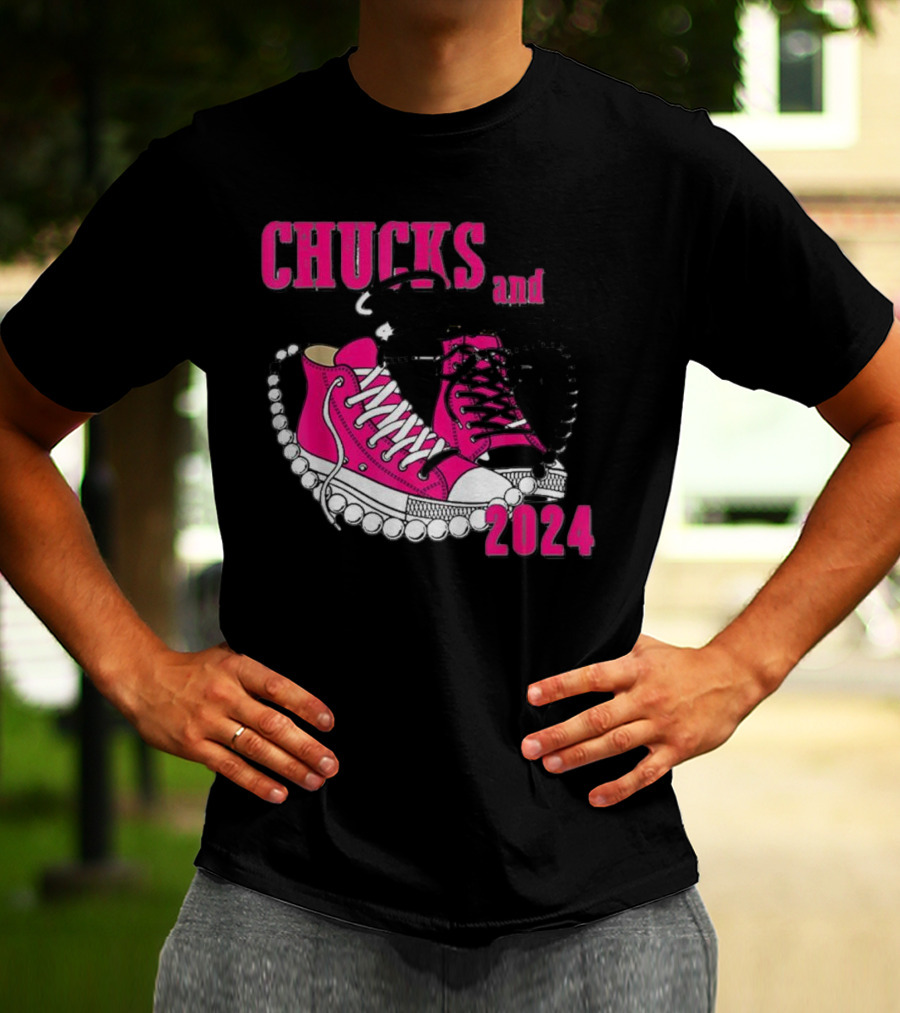 Chucks And Pearls Pink Sneakers T-Shirt