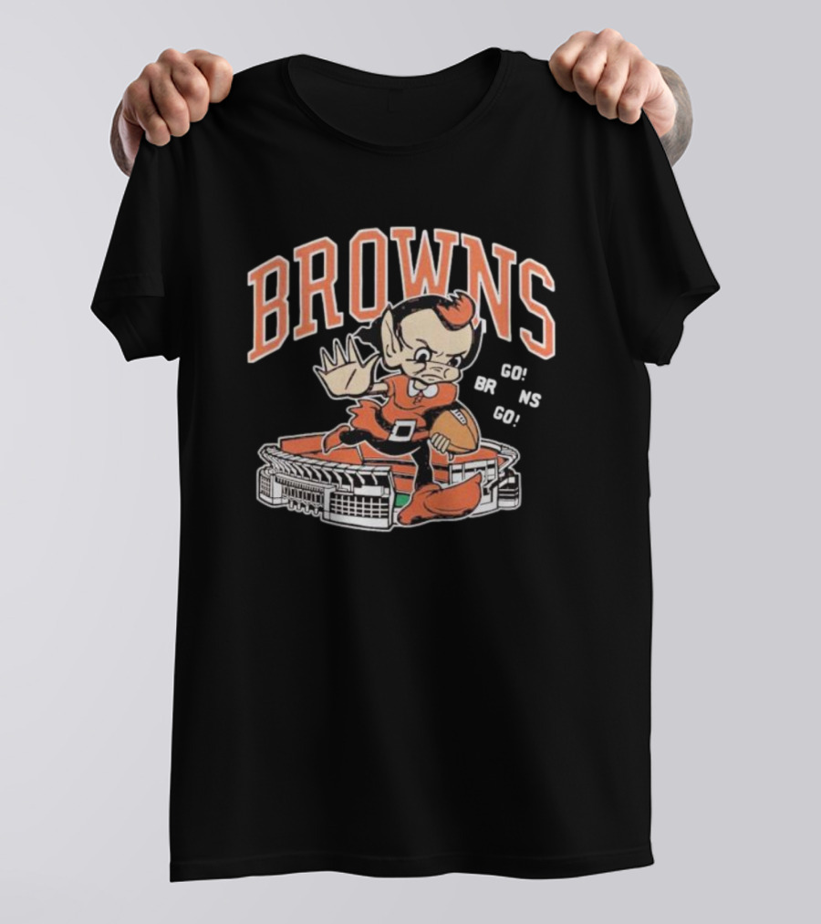 Browns Brownie Stiff Arm Go Go Brns Stadium T-Shirt