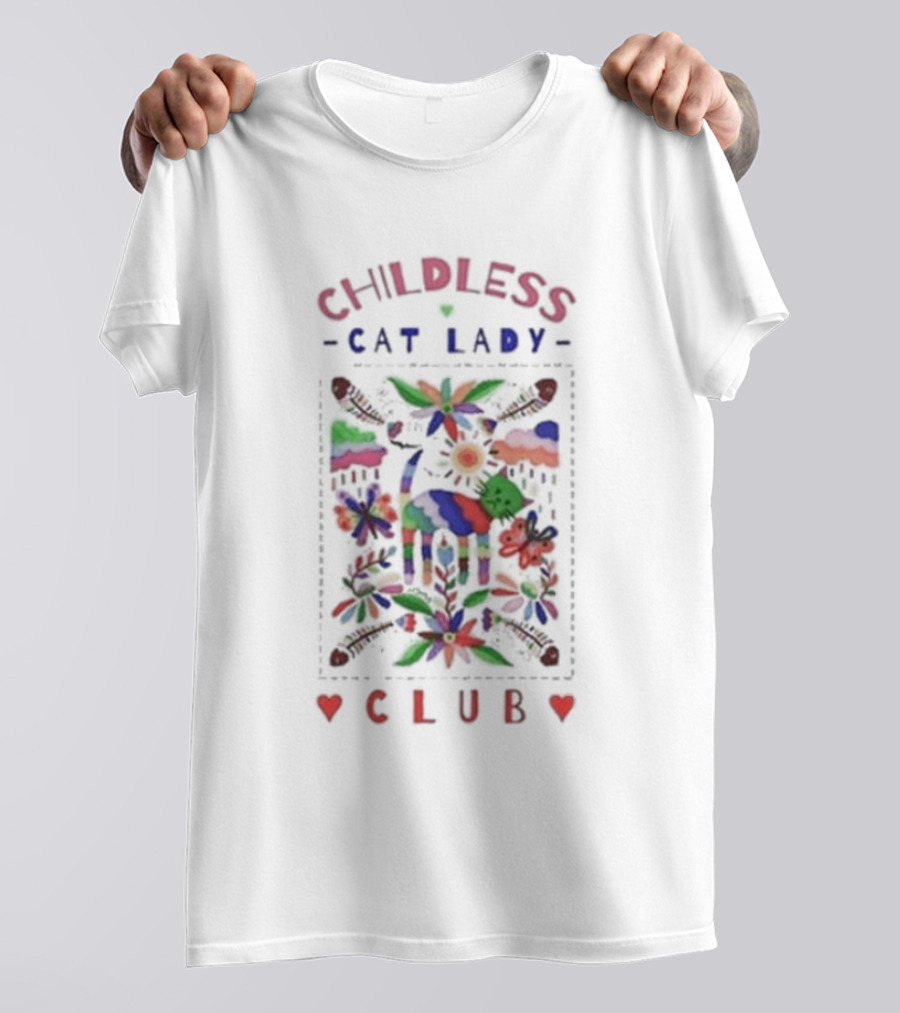 Childless Cat Lady Club Colorful Mexican T-Shirt