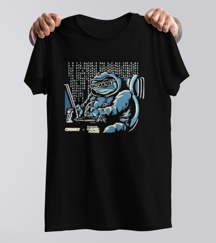 Chonky X Solana Hacker House Matrix Code Cyber Cat T-Shirt