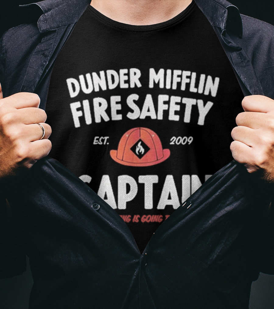 Dunder Mifflin Fire Safety Captain Est. 2009 Smoking Is Going To Save Lives T-Shirt