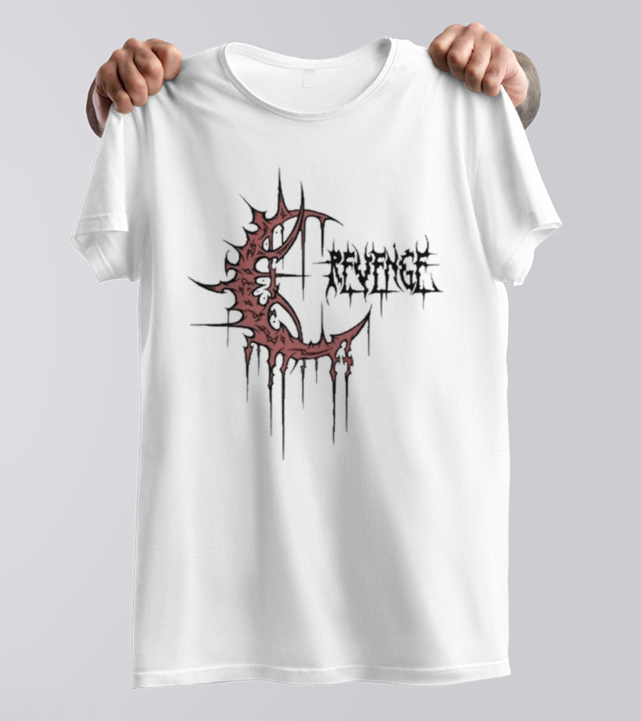 Revenge Crescent Gothic Drip Red Emblem T-Shirt