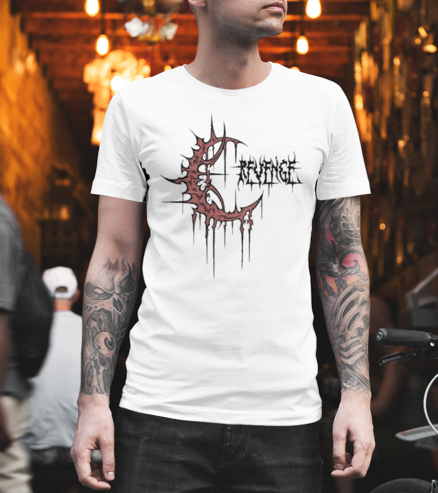 Revenge Crescent Gothic Drip Red Emblem T-Shirt