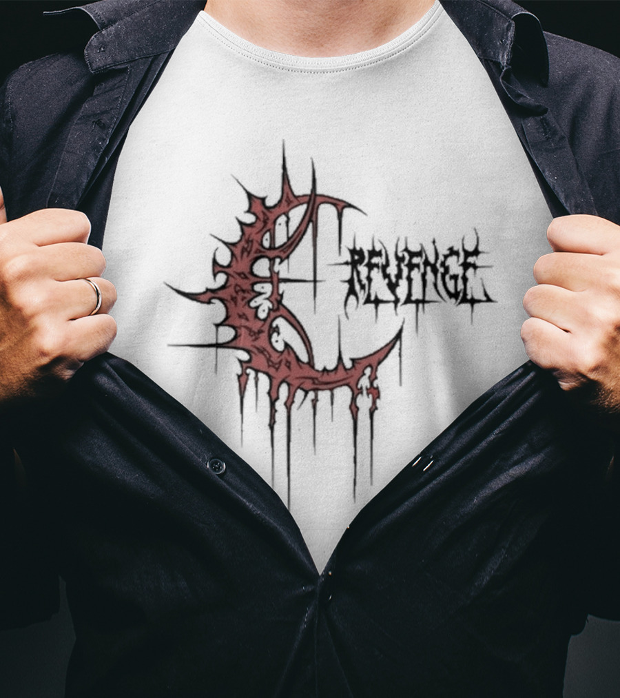 Revenge Crescent Gothic Drip Red Emblem T-Shirt