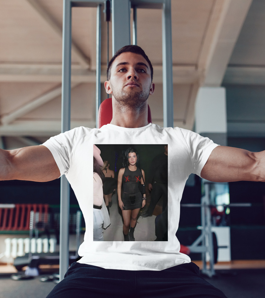 Charli D’Amelio Black Mesh Dress With Red X Details T-Shirt