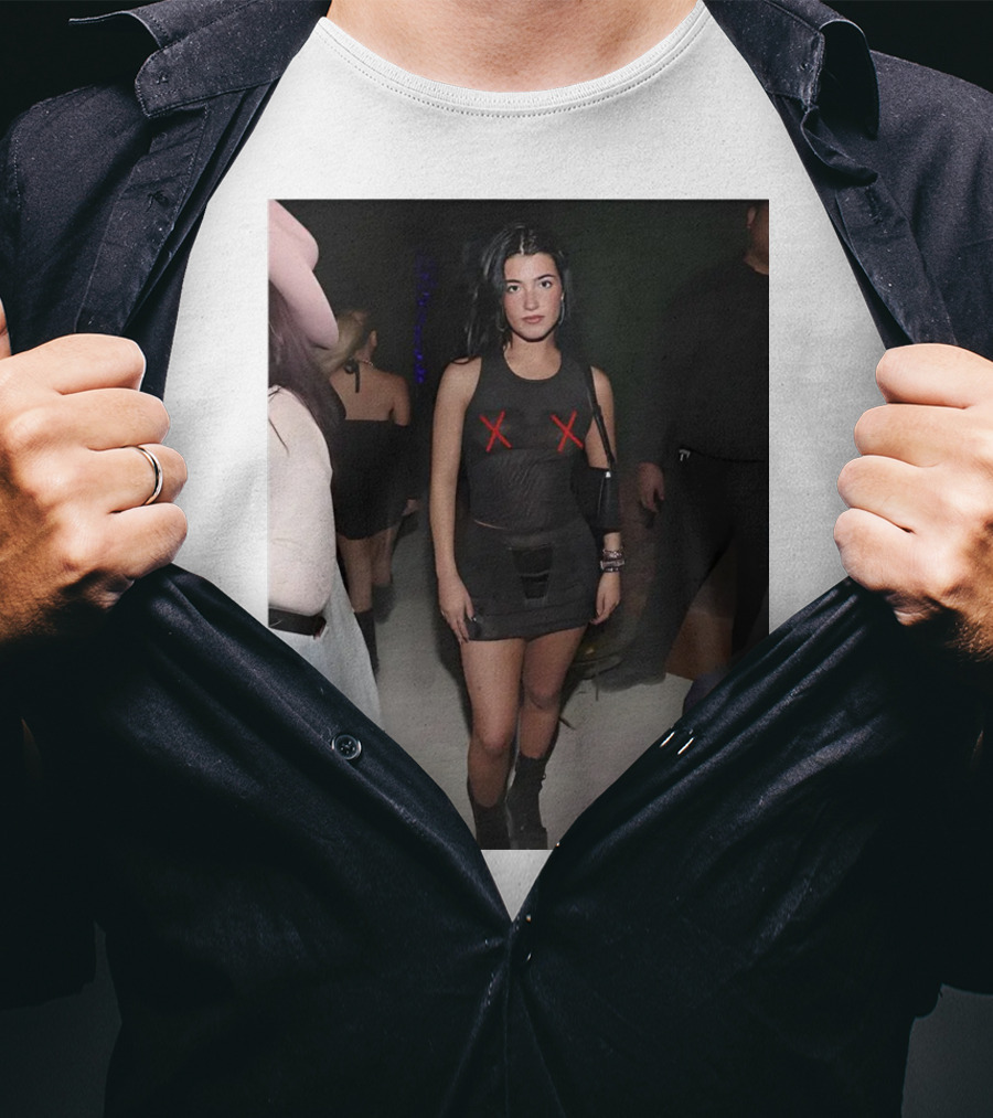 Charli D’Amelio Black Mesh Dress With Red X Details T-Shirt