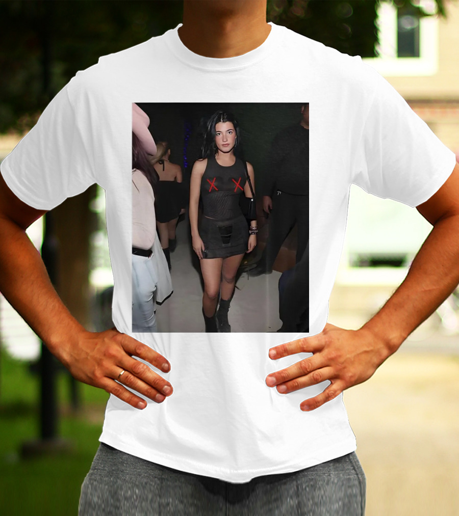 Charli D’Amelio Black Mesh Dress With Red X Details T-Shirt